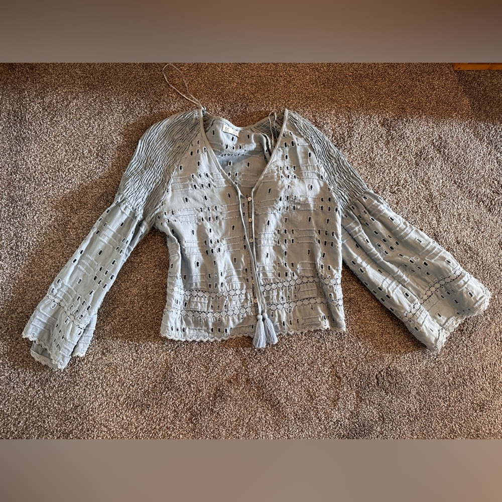Zara blue top with beautiful sleeves